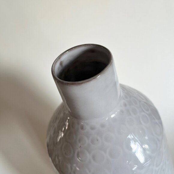 Crate & Barrel Tall White Dot Circle Small Neck Geometric Vase 13" - Picture 6 of 12